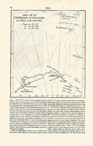 LAMINA ESPASA 15171: Mapa de la expedicion de Australia al polo sur en 1911-1914