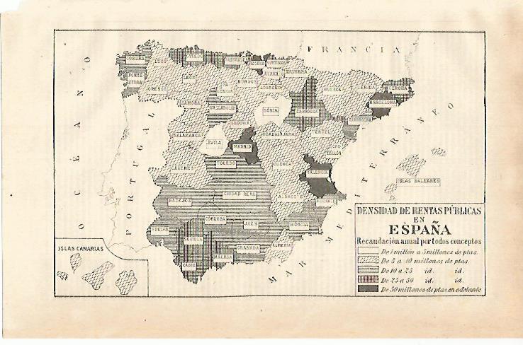 LAMINA ESPASA 15563: Densidad de rentas publicas de España