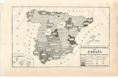 LAMINA ESPASA 15563: Densidad de rentas publicas de España