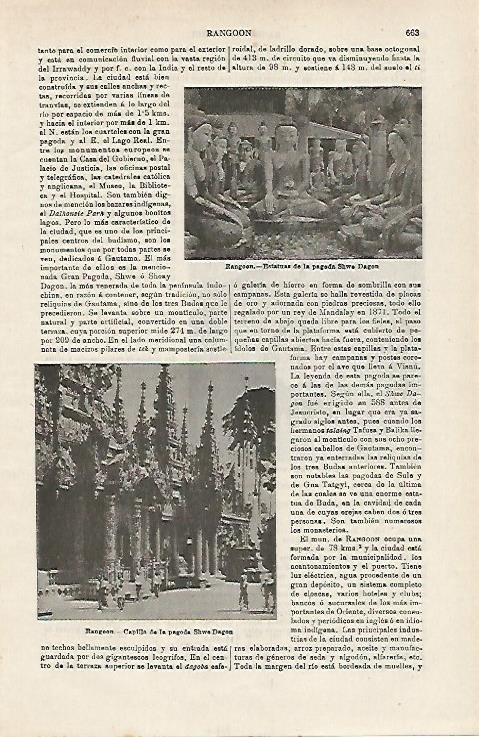 LAMINA ESPASA 15957: Pagoda Shwe Dagon en Rangoon India