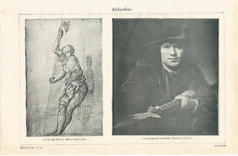 LAMINA ESPASA 15502: Alabardero por Tiziano y por Aert de Gelder