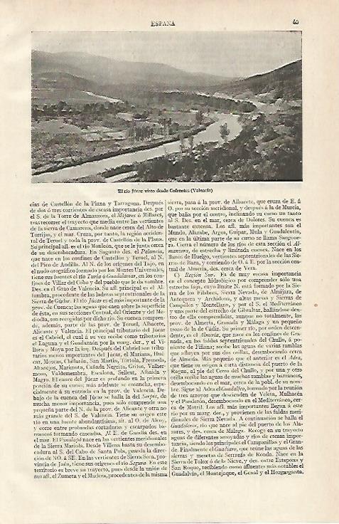 LAMINA ESPASA 15529: El rio Jucar en Confrentes Valencia