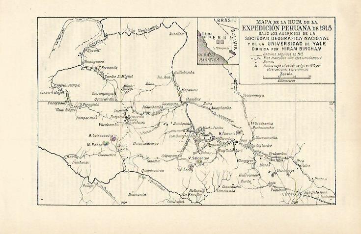LAMINA ESPASA 15833: Mapa de la expedicion peruana de 1915 de la Universidad de Yale