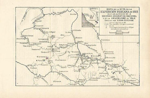 LAMINA ESPASA 15833: Mapa de la expedicion peruana de 1915 de la Universidad de Yale