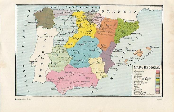 LAMINA ESPASA 15636: Mapa regional de España