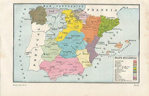 LAMINA ESPASA 15636: Mapa regional de España