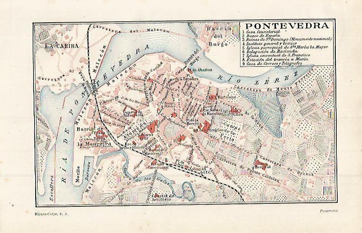 LAMINA ESPASA 15231: Plano de Pontevedra