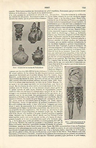 LAMINA ESPASA 15827: Ceramica y tejido de Pachacamac Peru