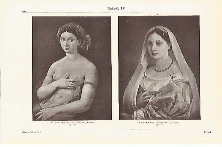 LAMINA ESPASA 15904: La donna velatta y La Fornarina por Rafael