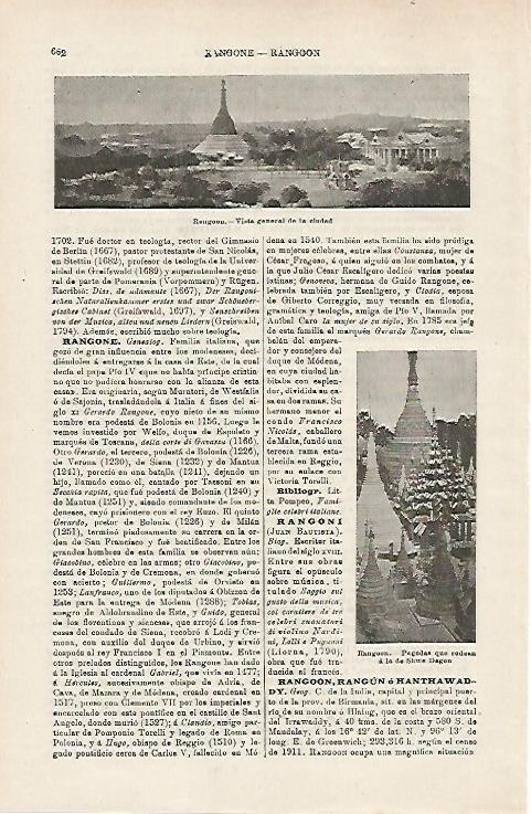 LAMINA ESPASA 15956: Vista general de Rangoon India