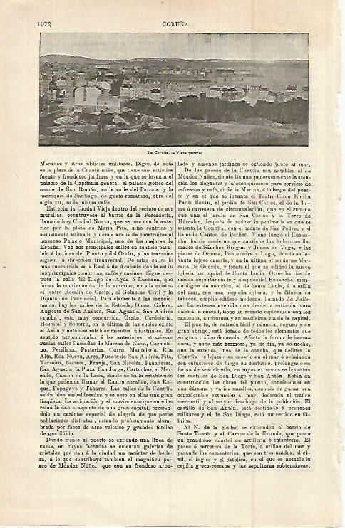LAMINA ESPASA 15080: Vista parcial de La Coruña