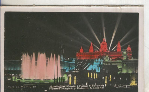 Postal  coloreada de epoca  0147 : Brogador Magic  y Palau Nacional de Barcelona
