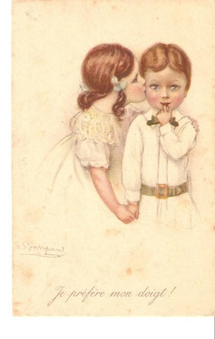 Postal 022793 : Dibujo. Pareja de crios