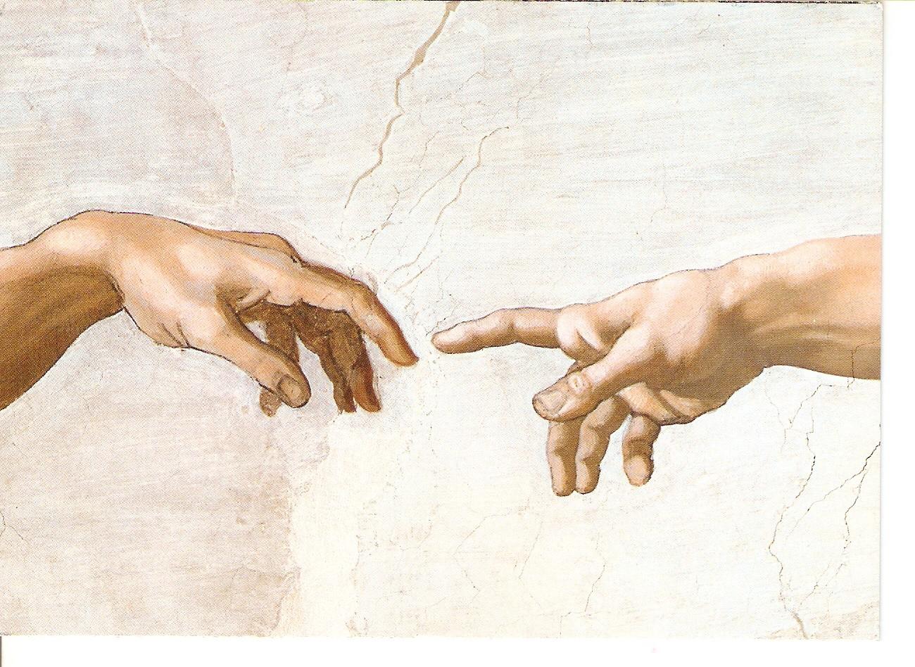 Postal 038236 : Citta del Vaticano. The Sistine Chapel. Michelangelo - The Creation of Adams detail