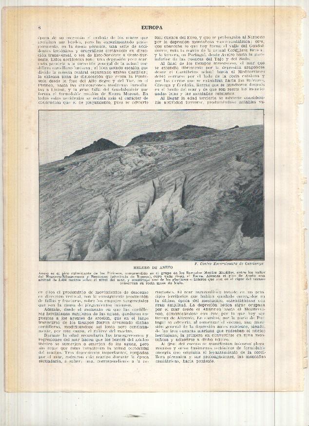 Lamina/sheet/feuille numerada 007/008: Cabo Finisterre y Helero de Aneto