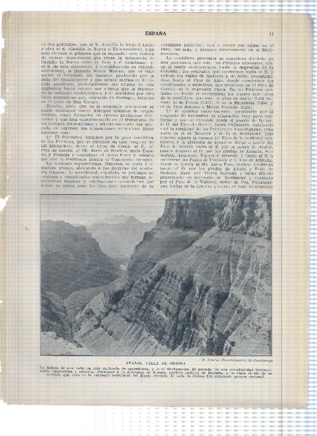 Lamina/sheet/feuille numerada 011/012: Arazas en el valle de Ordesa y Estanque dr Bramatuero