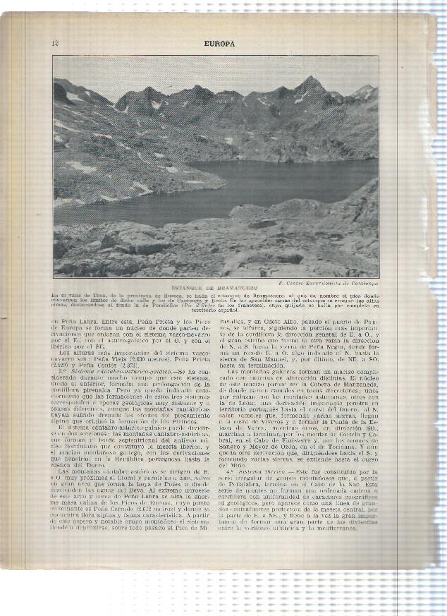 Lamina/sheet/feuille numerada 011/012: Arazas en el valle de Ordesa y Estanque dr Bramatuero