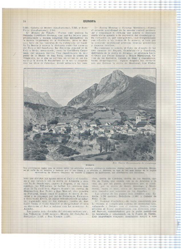 Lamina/sheet/feuille numerada 013/014: Las tres Sorores en huesca y Bielsa vista general