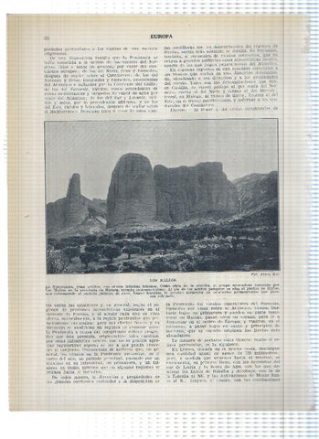 Lamina/sheet/feuille numerada 019/020: Paso de Peñas Juntas en Asturias y Los Mallos en Huesca