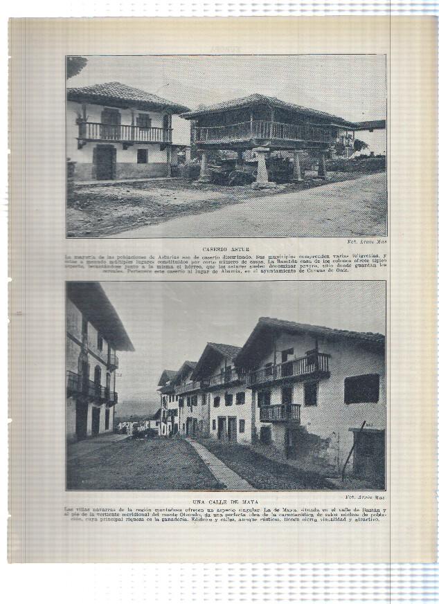 Lamina/sheet/feuille numerada 021/022: Caserio Astur, Calle de Maya y vista de la sierra de Gredos