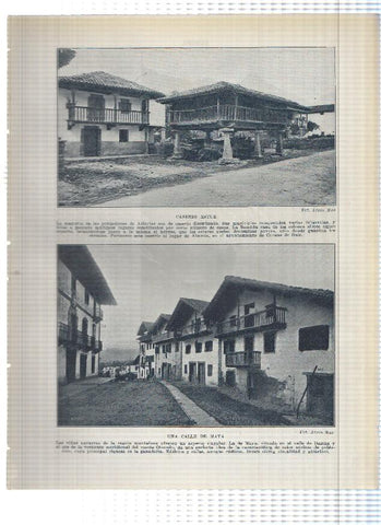 Lamina/sheet/feuille numerada 021/022: Caserio Astur, Calle de Maya y vista de la sierra de Gredos