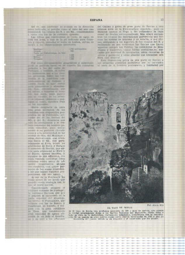 Lamina/sheet/feuille numerada 023/024: el tajo de Ronda y Las Batuecas en Salamanca