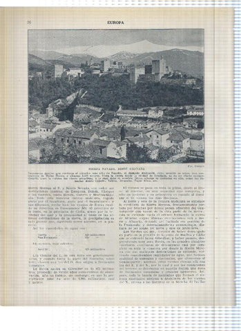 Lamina/sheet/feuille numerada 025/026: Un Valle de las Batuecas y sierra nevada vista desde Granada