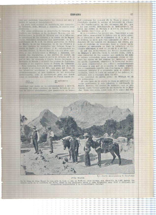 Lamina/sheet/feuille numerada 027/028: Puig Major en Mallorca y vista del Montseny en cataluña