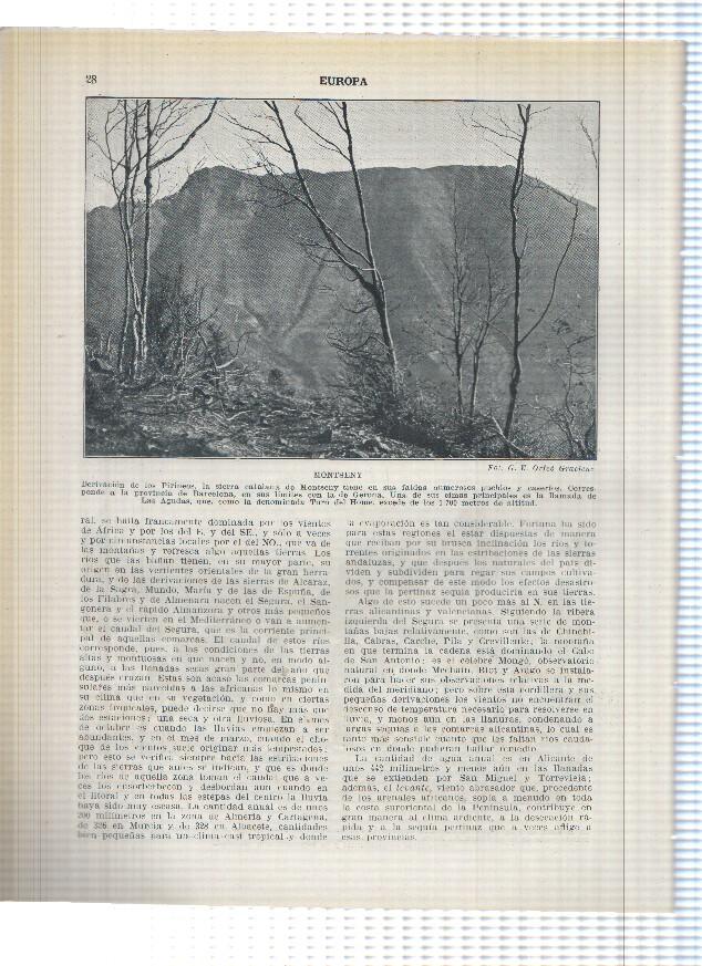 Lamina/sheet/feuille numerada 027/028: Puig Major en Mallorca y vista del Montseny en cataluña