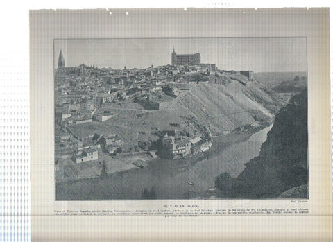 Lamina/sheet/feuille numerada 043/044: Cuenca del Rio Tajo, Puente de Alcantara en Toledo y vista del rio Tajo en Toledo
