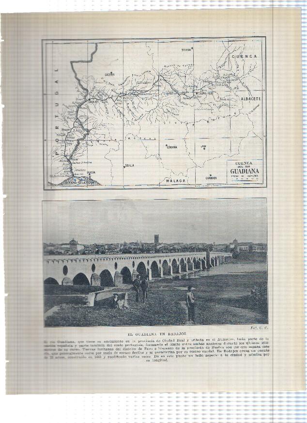 Lamina/sheet/feuille numerada 047/048: Cuenca del Rio Guadiana, El Guadiana en Badajoz y Cuenca del rio Guadalquivir y El guadalquivir en Cordoba 