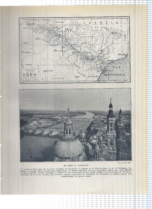 Lamina/sheet/feuille numerada 051/052: Cuenca del rio Ebro y El Ebro en Zaragoza y El rio Irati afluente del Ebro