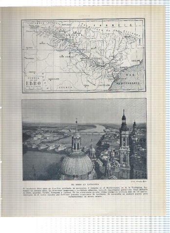 Lamina/sheet/feuille numerada 051/052: Cuenca del rio Ebro y El Ebro en Zaragoza y El rio Irati afluente del Ebro
