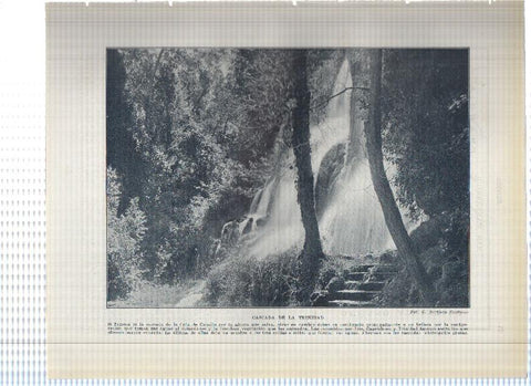 Lamina/sheet/feuille numerada 063/064:  Cascada de la Trinidad en Zaragoza y Mapa botanico geografico