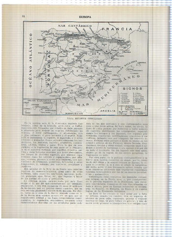 Lamina/sheet/feuille numerada 063/064:  Cascada de la Trinidad en Zaragoza y Mapa botanico geografico