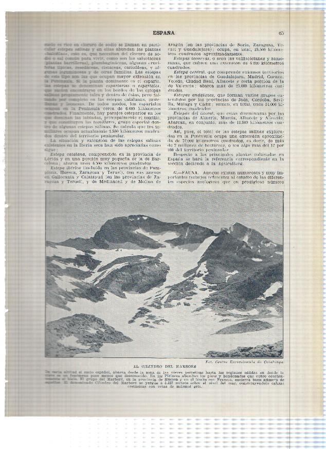 Lamina/sheet/feuille numerada 065/066:  El cilindro del Marbore en Huesca y Glaciar en el aneto