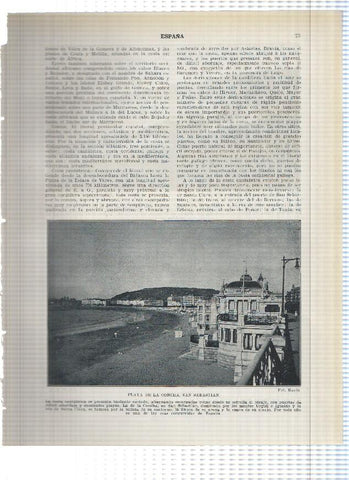 Lamina/sheet/feuille numerada 073/074: Playa de la concha en San Sebastian y Puerto del Musel y de Gijon