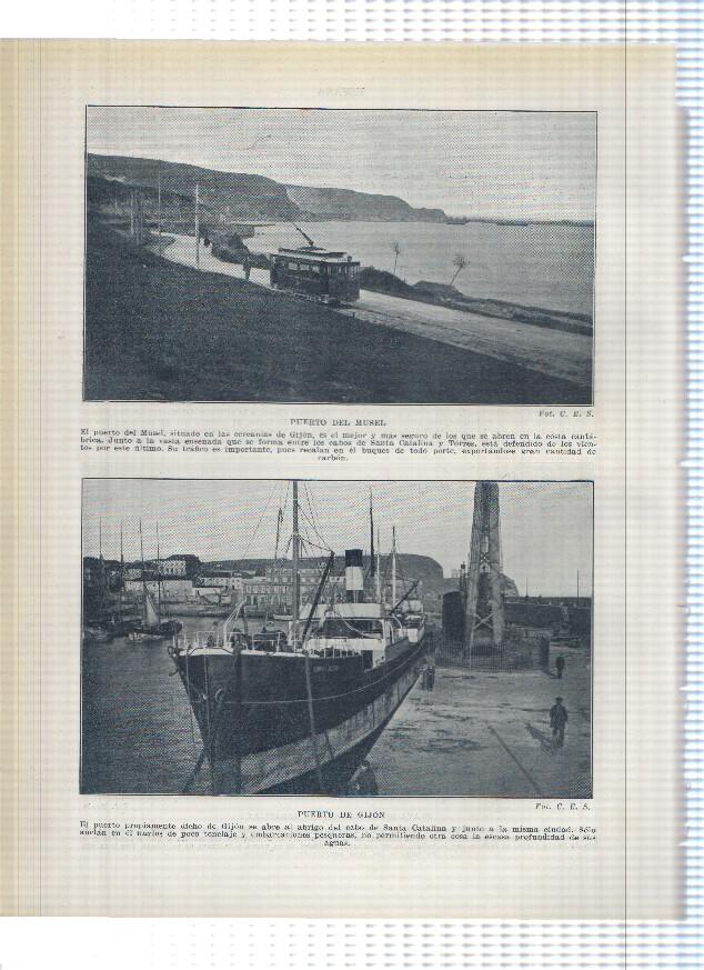Lamina/sheet/feuille numerada 073/074: Playa de la concha en San Sebastian y Puerto del Musel y de Gijon