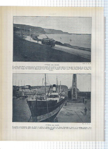 Lamina/sheet/feuille numerada 073/074: Playa de la concha en San Sebastian y Puerto del Musel y de Gijon