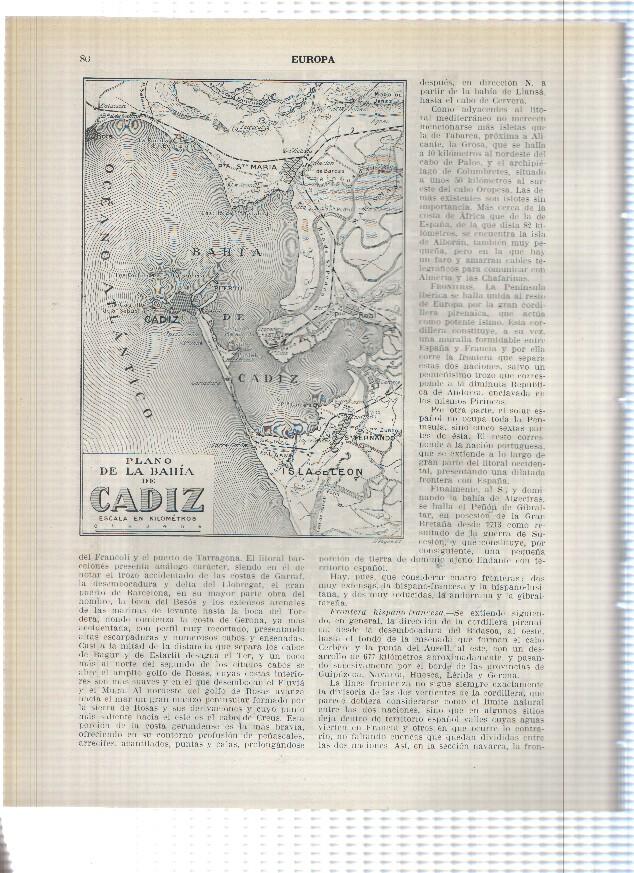 Lamina/sheet/feuille numerada 079/080: Vista de Vigo y Plano de la bahia de Cadiz