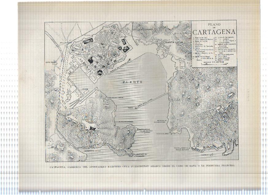 Lamina/sheet/feuille numerada 083/084: Puerto de Malaga y Plano de Cartagena