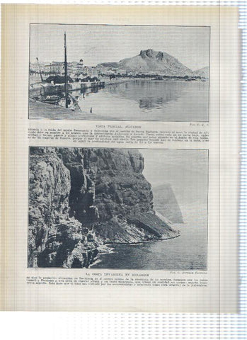 Lamina/sheet/feuille numerada 085/086: Vista de Cartagena, de Levante y La costa levantina en benidorm