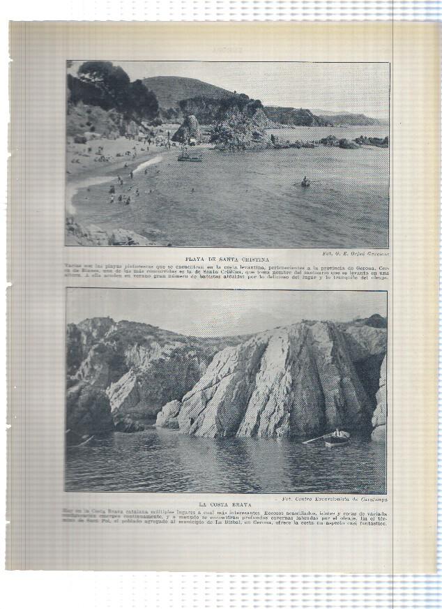 Lamina/sheet/feuille numerada 095/096: Playa de Santa Cristina en Blanes, la Costa Brava y Isoletes de les cambres