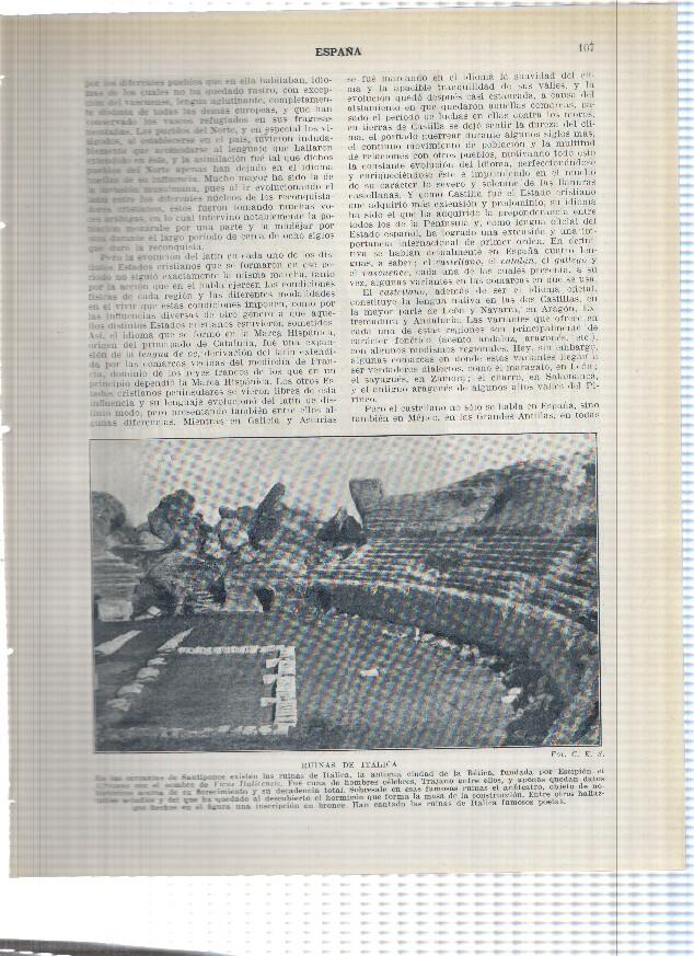 Lamina/sheet/feuille numerada 107/108: Ruinas de Italica y Muralla ciclopea en Tarragona