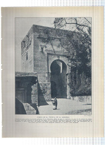 Lamina/sheet/feuille numerada 111/112: Puerta de la justicia en la Alhambra y Iglesia de San Miguel de Lillo