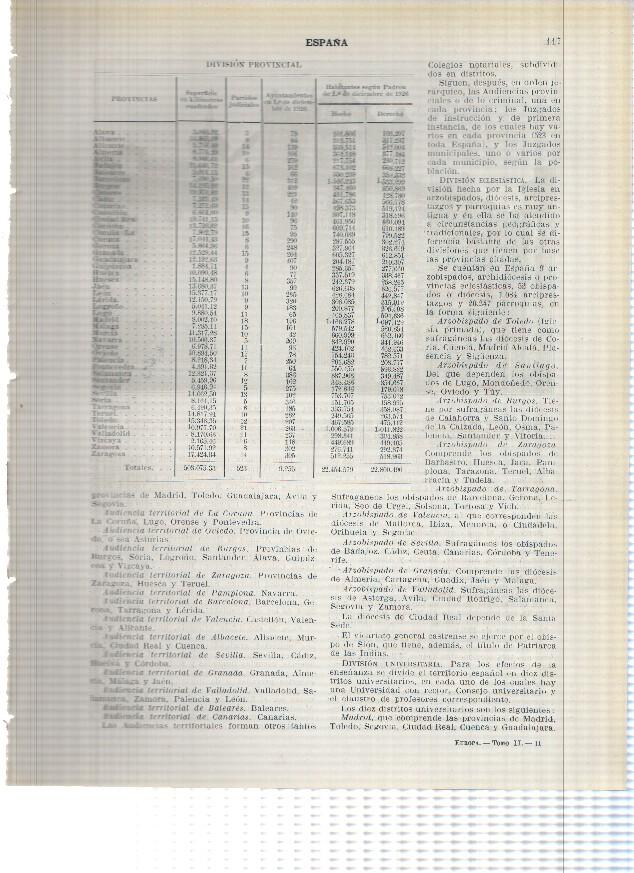 Lamina/sheet/feuille numerada 117/118: Division provincial España en 1926 y El Hospital de la Santa Cruz en Toledo