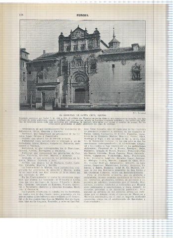 Lamina/sheet/feuille numerada 117/118: Division provincial España en 1926 y El Hospital de la Santa Cruz en Toledo