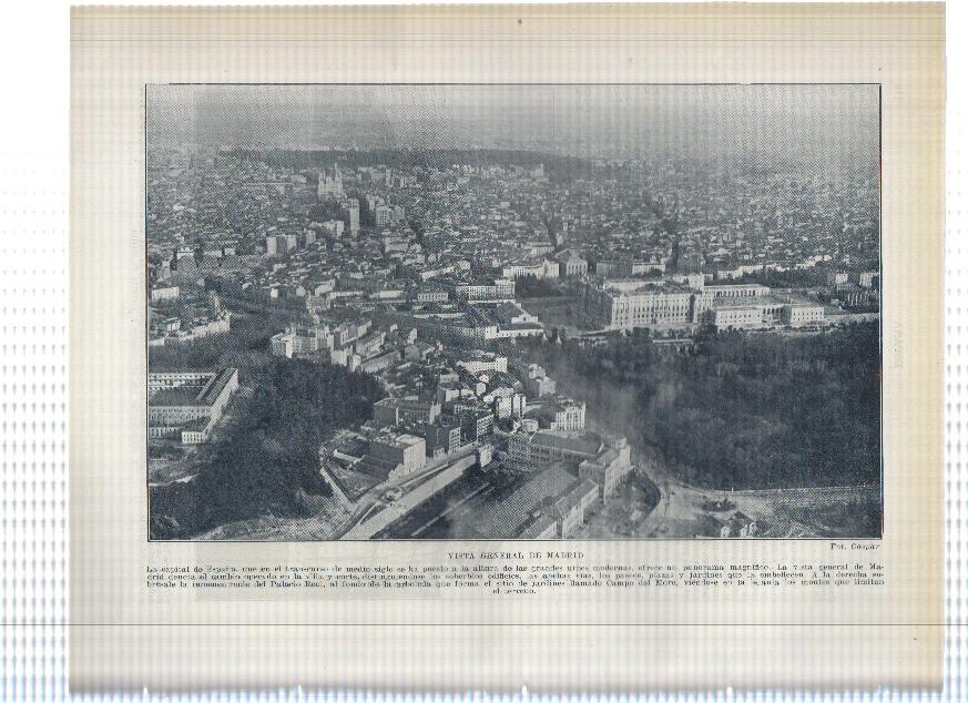 Lamina/sheet/feuille numerada 119/120: Ayuntamiento de Sevilla y vista general de Madrid