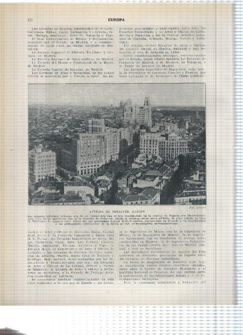Lamina/sheet/feuille numerada 121/122: Paseo del Prado y Avenida de Peñalver de Madrid