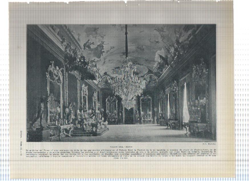 Lamina/sheet/feuille numerada 133/134: Salon del trono y Salon Gasparini del Palacio Real  en Madrid